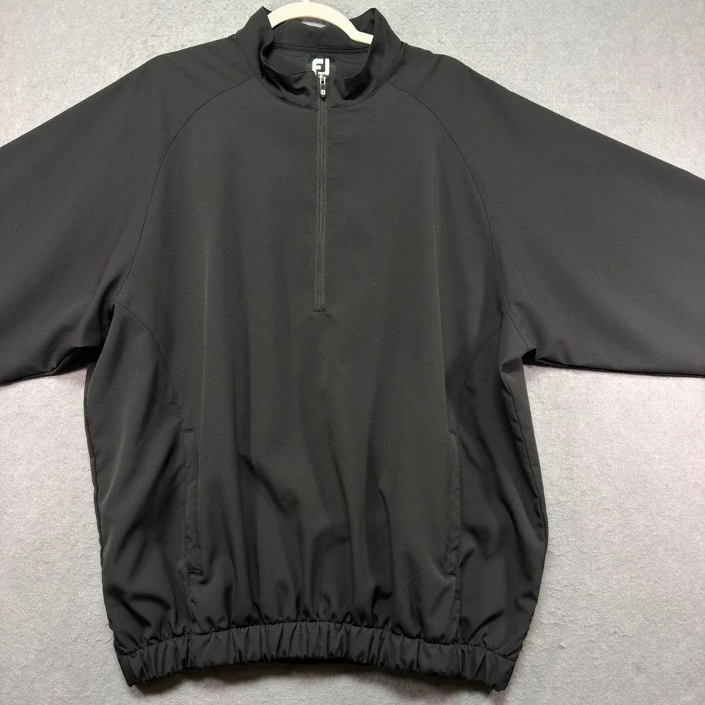 FootJoy Mens Large Black Quarter Zip Golf Pullover Windbreaker Jacket Mock Neck